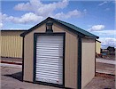 8x8 House Style with 4' steel roll-up door.